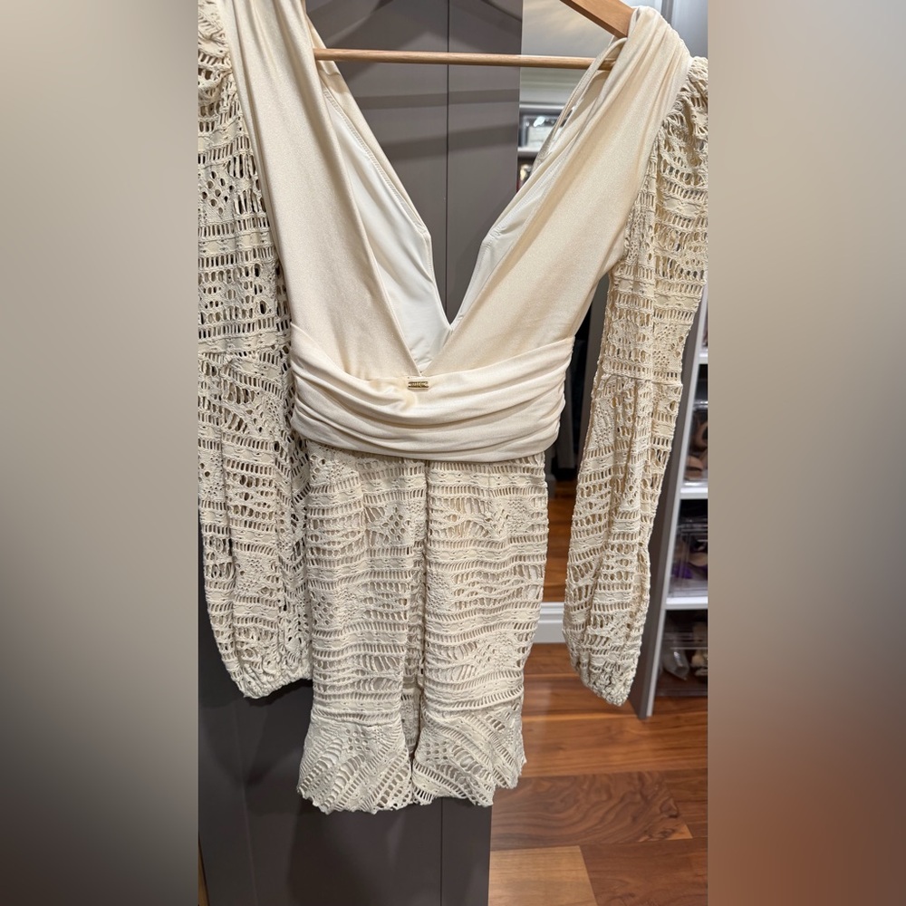 PatBO Cream Crochet Long Sleeve Dress - Picture 3 of 4